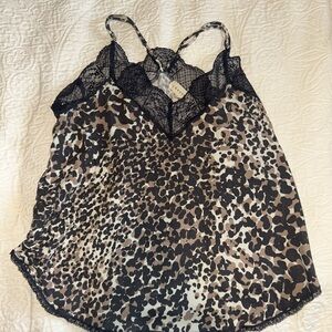 Lovestitch leopard tank with lace